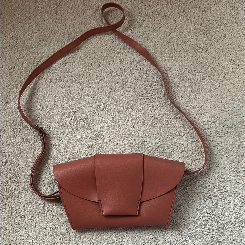 Coral Faux Leather Anthropologie Crossbody Bag
